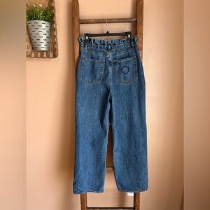 Simon Miller Designer High-Waist Paperbag Wide Leg Blue Denim Jeans for Women